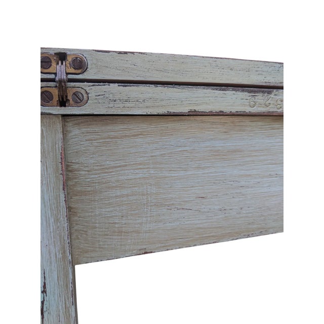 Vintage Swedish Gustavian Style Distressed Green Demi Lune Table For Sale - Image 11 of 17