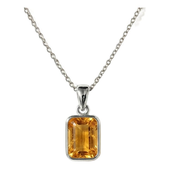 Natural Citrine Gemstone 925 Silver Pendant, November Birthstone Pendant For Sale