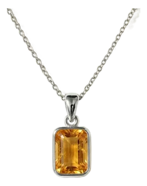 Natural Citrine Gemstone 925 Silver Pendant, November Birthstone Pendant