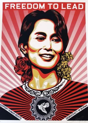 Shepard Fairey (Obey), Freedom to Lead (aung San Suu Kyi), Screenprint