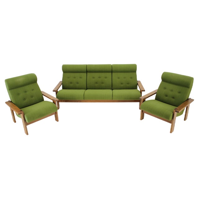 Vintage Czechoslovakia Living Room Set in Beech, 1970s, Set of 3 For Sale