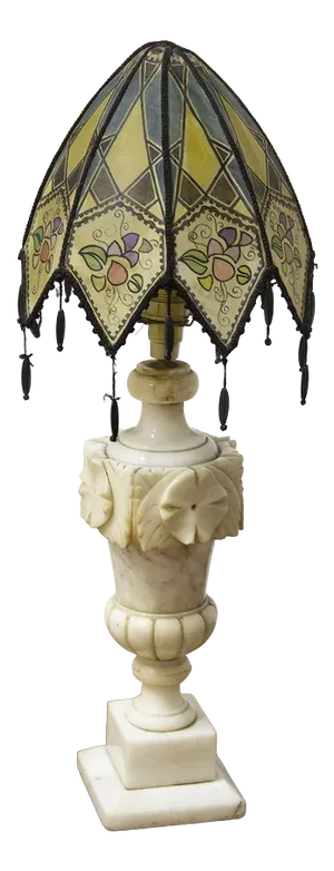 Vintage Marble and Glass Table Lamp, 1930s