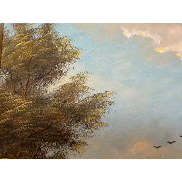 Coastal Vintage European Coastal Village Oil Painting Signed Dated 1961 Framed Landscape For Sale - Image 3 of 13