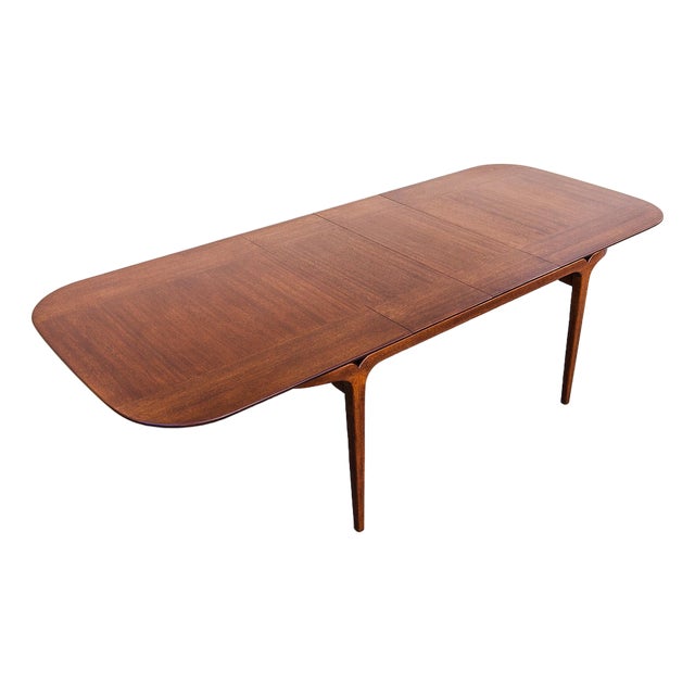 Restored 1950s Mahogany Dining Table With Two Leaves Attributed to Brown Saltman For Sale