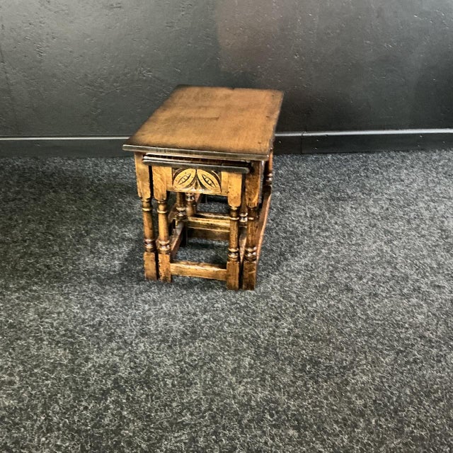 Oak Nest of Tables, 1965, Set of 3 For Sale - Image 6 of 7