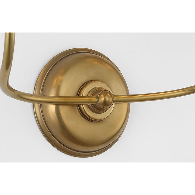 Thomas O'Brien for Visual Comfort Signature Vendome 16" Cordless Double Sconce in Hand-Rubbed Antique Brass with Linen Shades For Sale In Houston - Image 6 of 12