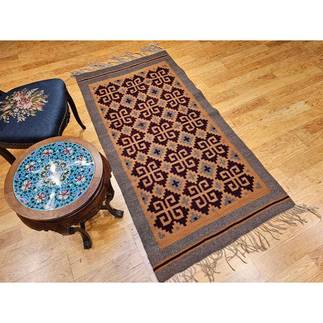 Vintage Native American Navajo Rug, Handwoven Wool, Allover Geometric Pattern, 3x6 For Sale - Image 13 of 13