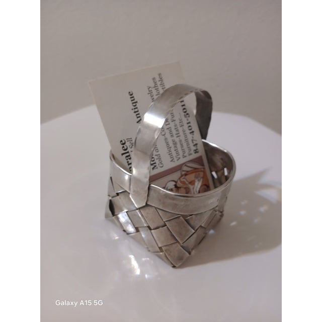 Mid 20th Century Cartier Sterling Silver Mini Hand Woven Basket For Sale - Image 4 of 10
