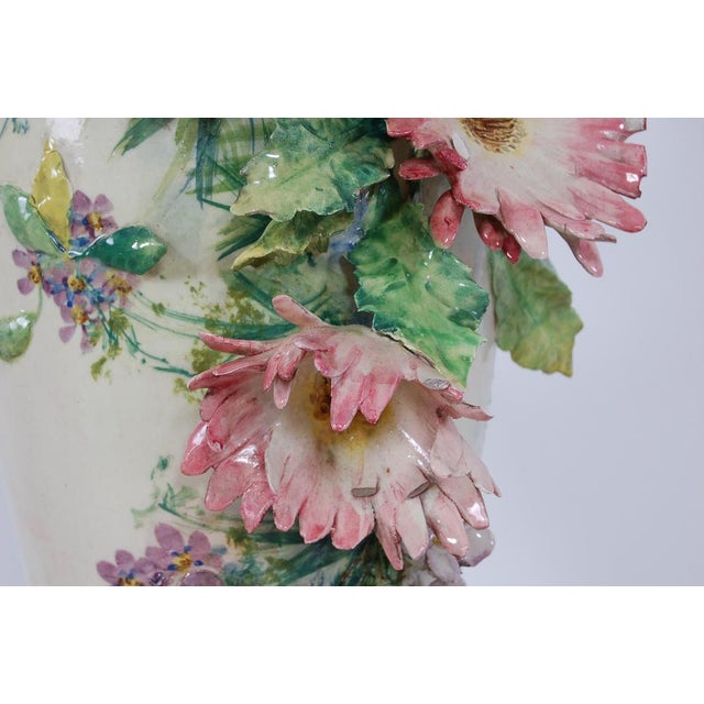 Barbottine White Vase, 1890s For Sale - Image 6 of 15