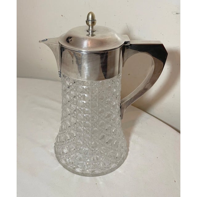 Antique Mappin & Webb Silver Plate Cut Crystal Claret Water Pitcher Ice Chamber For Sale - Image 11 of 17