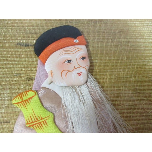Mid-Century Modern 1960's Textile Art of an Asian Male Figure For Sale - Image 3 of 8