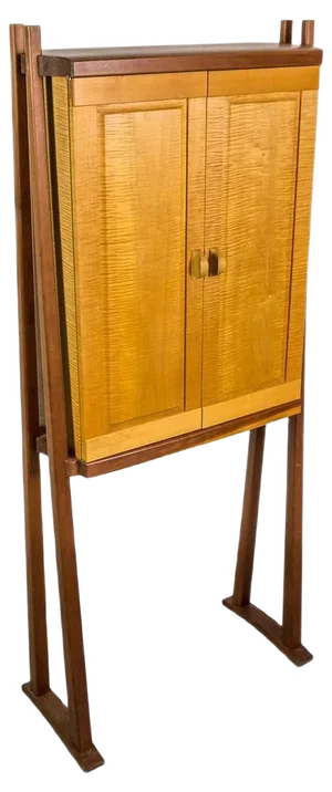 Tall Wooden Studio Cabinet, USA, 1970s