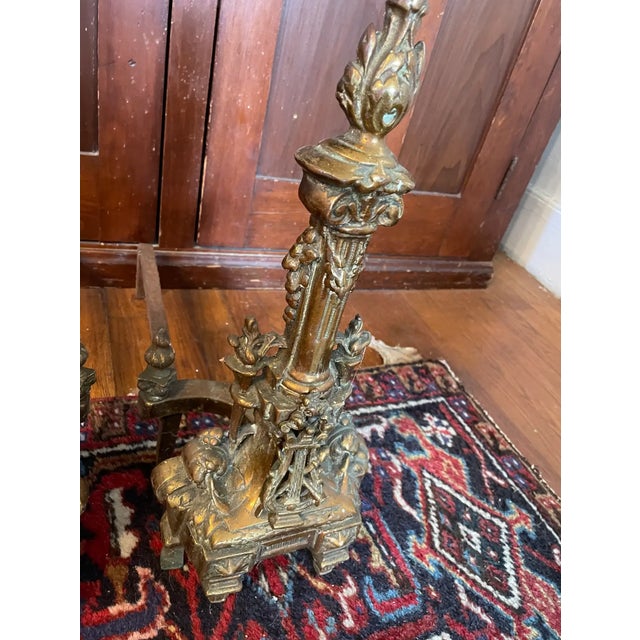 Metal 19th Century French Bronze Adirons For Sale - Image 7 of 7