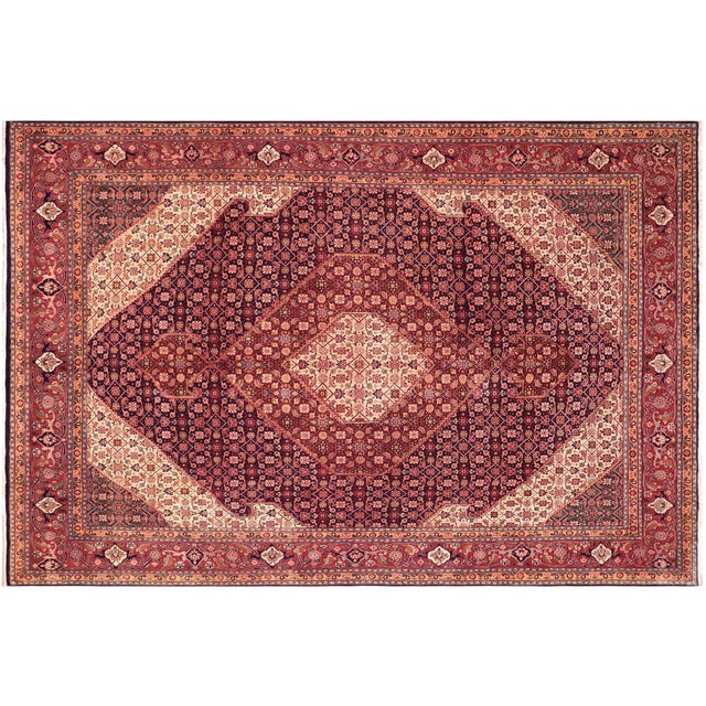 Blue Boho Chic Persian Tabriz Mahi Blue/Red Wool Rug - 9'11'' X 12'6'' For Sale - Image 8 of 10