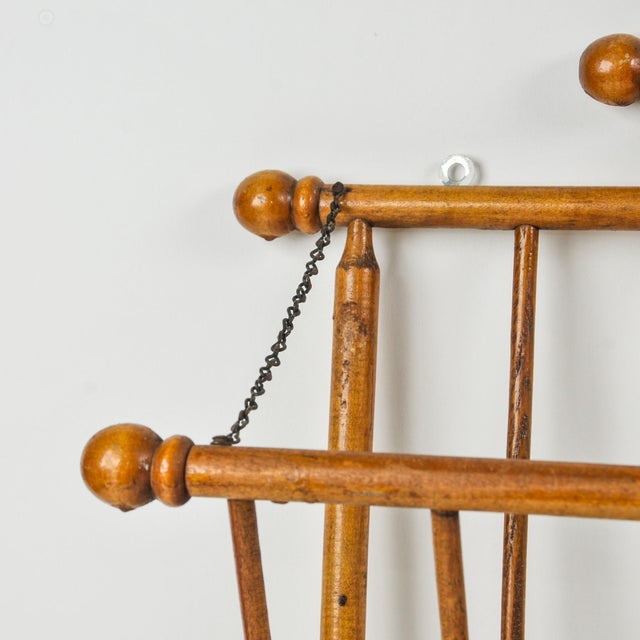 Wood Antique Stick and Ball Wall Hanging Magazine Rack For Sale - Image 7 of 16