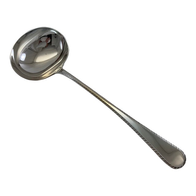 1980s Silver Soup Ladle, Feather Edge. For Sale