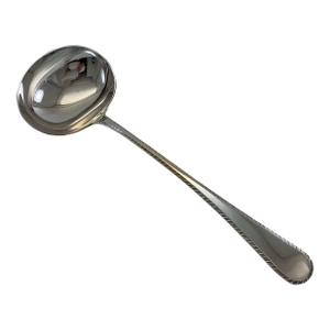 1980s Silver Soup Ladle, Feather Edge.