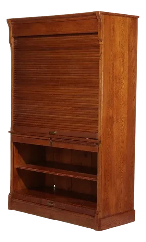 Oversized Antique Oak Roll Front Bookcase Circa 1920