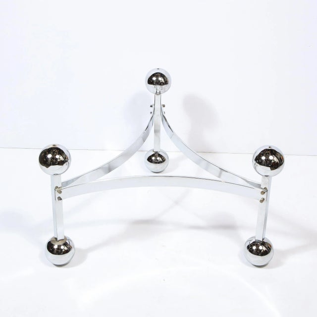 Mid-Century Modern Mid-Century Modern Polished Chrome & Glass Cocktail with Spherical Detailing For Sale - Image 3 of 13