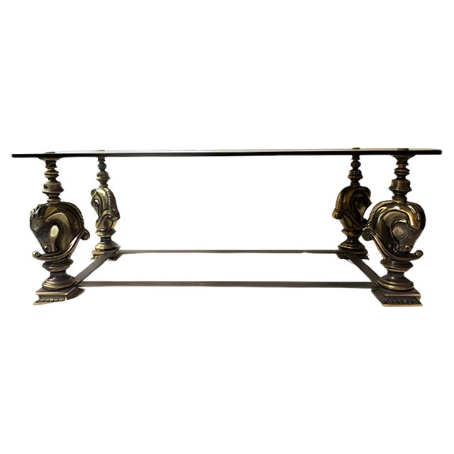 French Brass Coffee Table from Maison Charles, 1970s For Sale