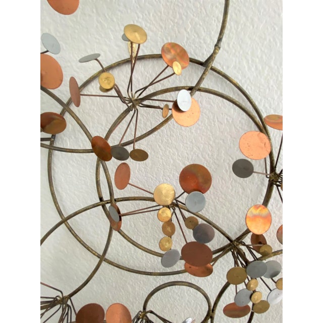 Copper Large Scale C. Jeré Copper, Chrome & Brass "Raindrops" Wall Art Sculpture Signed - #2 For Sale - Image 8 of 13
