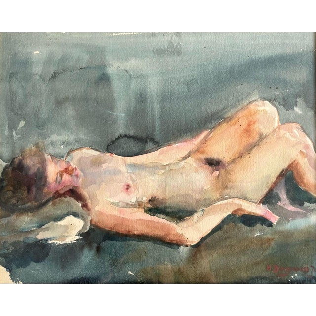 H. Bogman Jr., Lying Nude, Watercolor Painting, 1950s For Sale - Image 11 of 11