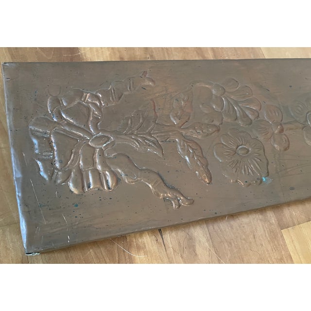 1970s Copper Hammered Floral Relief Decoration Panel For Sale - Image 9 of 14
