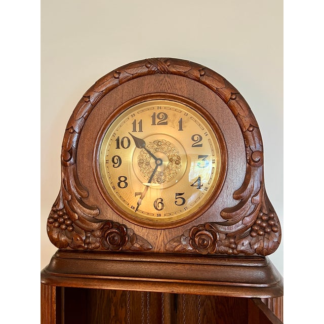 Jauch Brothers Clock Factory German Antique Grandfather Clock For Sale - Image 4 of 11