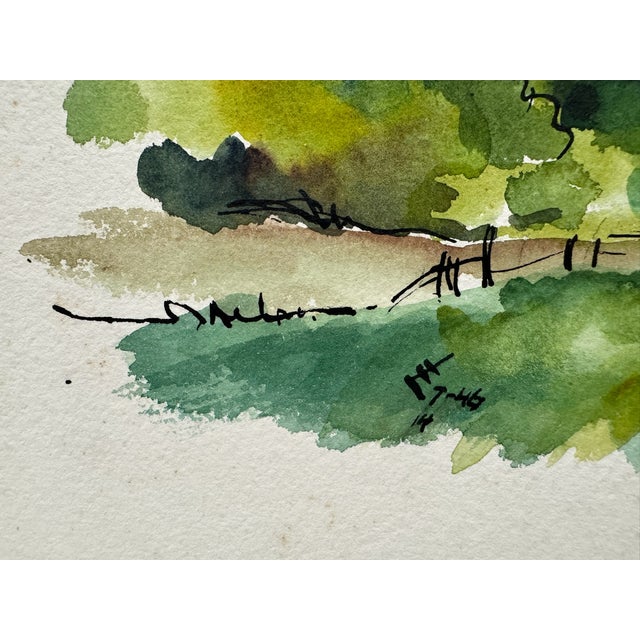 1940s Henry Emil Salloch Original Watercolor on Paper Alpine Valley, 1946. For Sale - Image 5 of 7