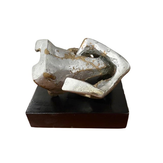 Silver 1980s Abstract Sculpture in the Manner of Artist Alicia Penalba, Expressionist, 6” X 7.25” For Sale - Image 8 of 10