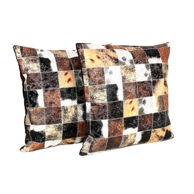 1990s Contemporary Cowhide Leather Pillow Cover For Sale - Image 5 of 10