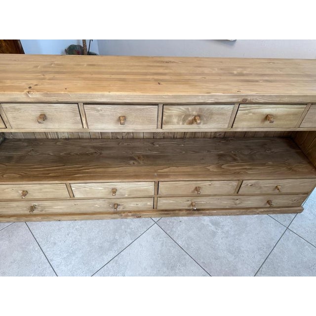 Antique Peasant 12-Drawer Sideboard in Softwood For Sale - Image 10 of 13