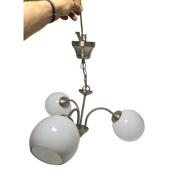 1970s Art Deco Glass and Brass Chandelier, Poland, 1970s For Sale - Image 5 of 12