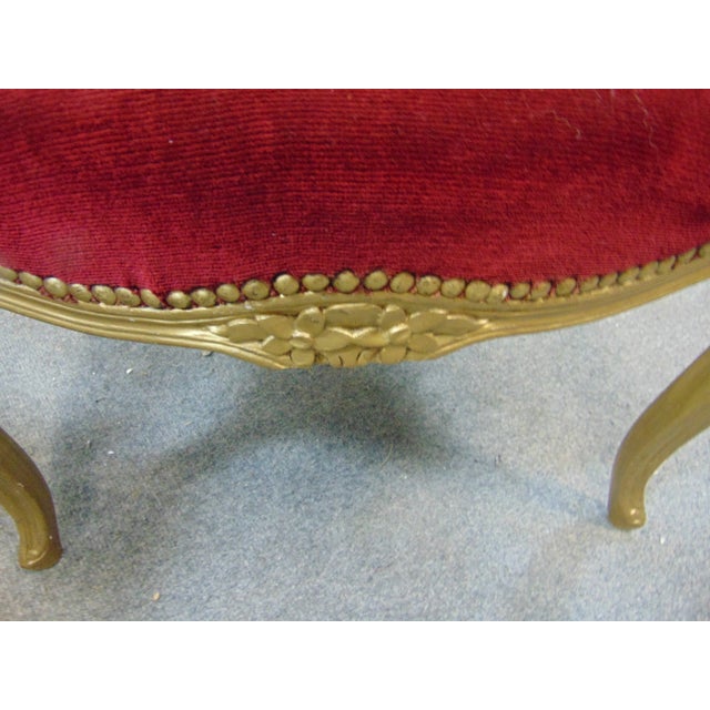 Louis XV Gold Gilt Red Velvet Chairs - a Pair For Sale In Philadelphia - Image 6 of 9