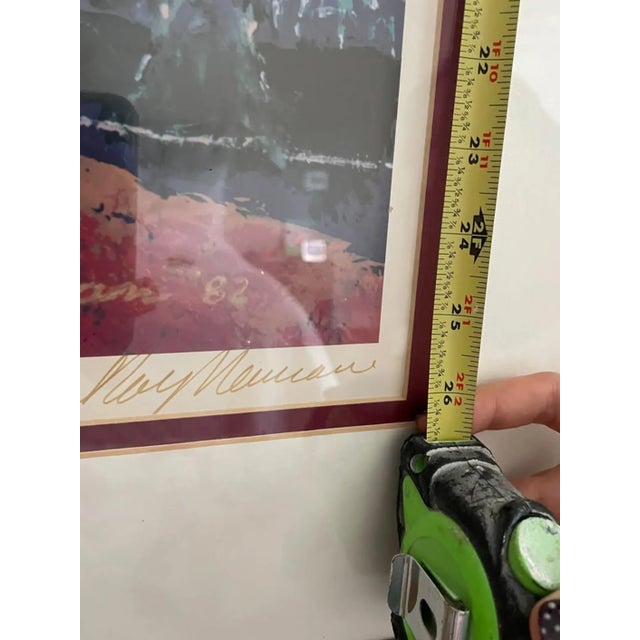 Wood 1980s “Gaylord Perry” 1982 Lithograph by LeRoy Neiman – Hand Signed – 39” X 30” Framed For Sale - Image 7 of 10