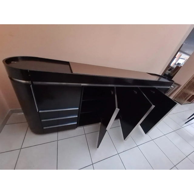 Round Sideboard in Wood and Steel, 1980s For Sale - Image 13 of 16