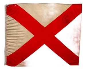 Large Early Alabama State Flag, Cotton Bunting, 1895–1918 Spanish–American War