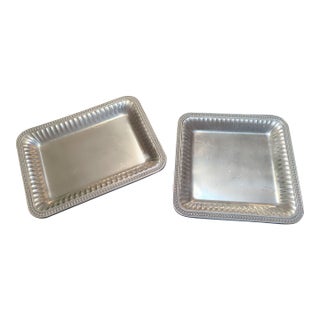 Wilton & Armitage Fluted, 2 of Different Sized Pewter Serving Trays For Sale