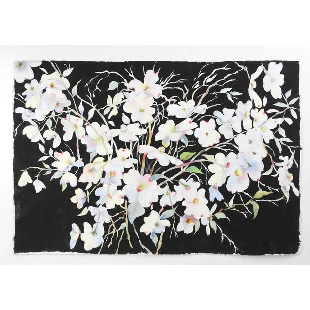 English Contemporary Flowering Dogwood Watercolor Painting For Sale - Image 3 of 3