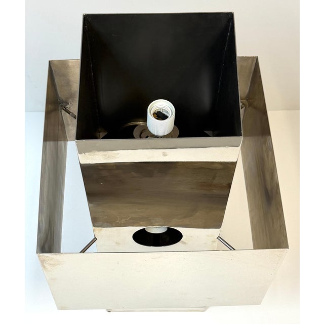 Metal Mid 20th Century Polished Chrome Cubist Table Lamps, After Willy Rizzo - a Pair For Sale - Image 7 of 13