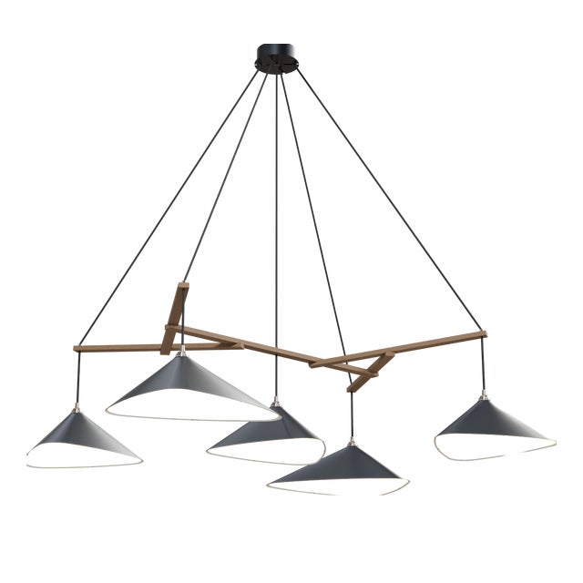 Emily Group of Five Chandelier Light in Anthracite Semi-Matte by Daniel Becker for Moss Objects For Sale