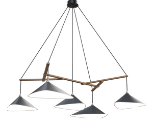 Emily Group of Five Chandelier Light in Anthracite Semi-Matte by Daniel Becker for Moss Objects