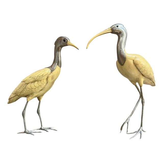 Vintage Ibis Bird Sculptures by Elli Malevolti, 1950, Set of 2 For Sale