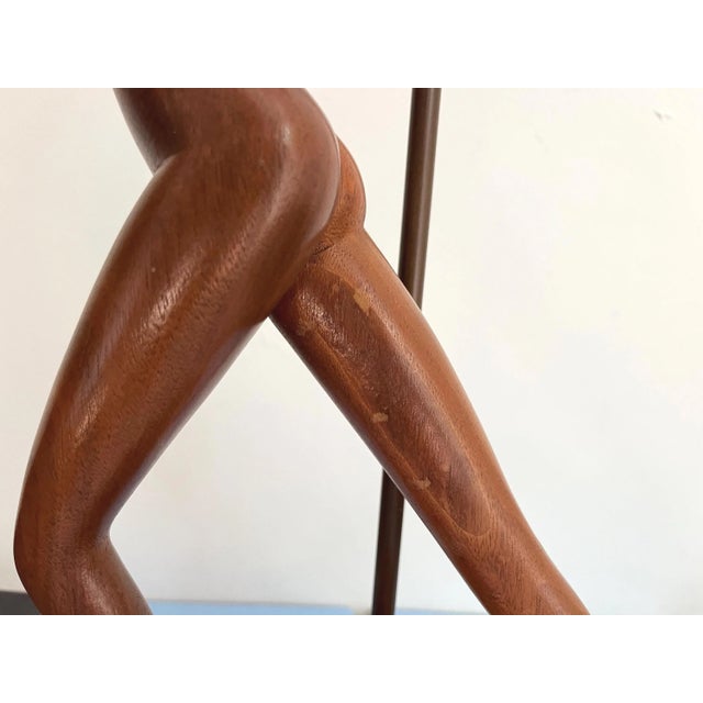 Mid Century Figural Teak Lamp For Sale - Image 12 of 18