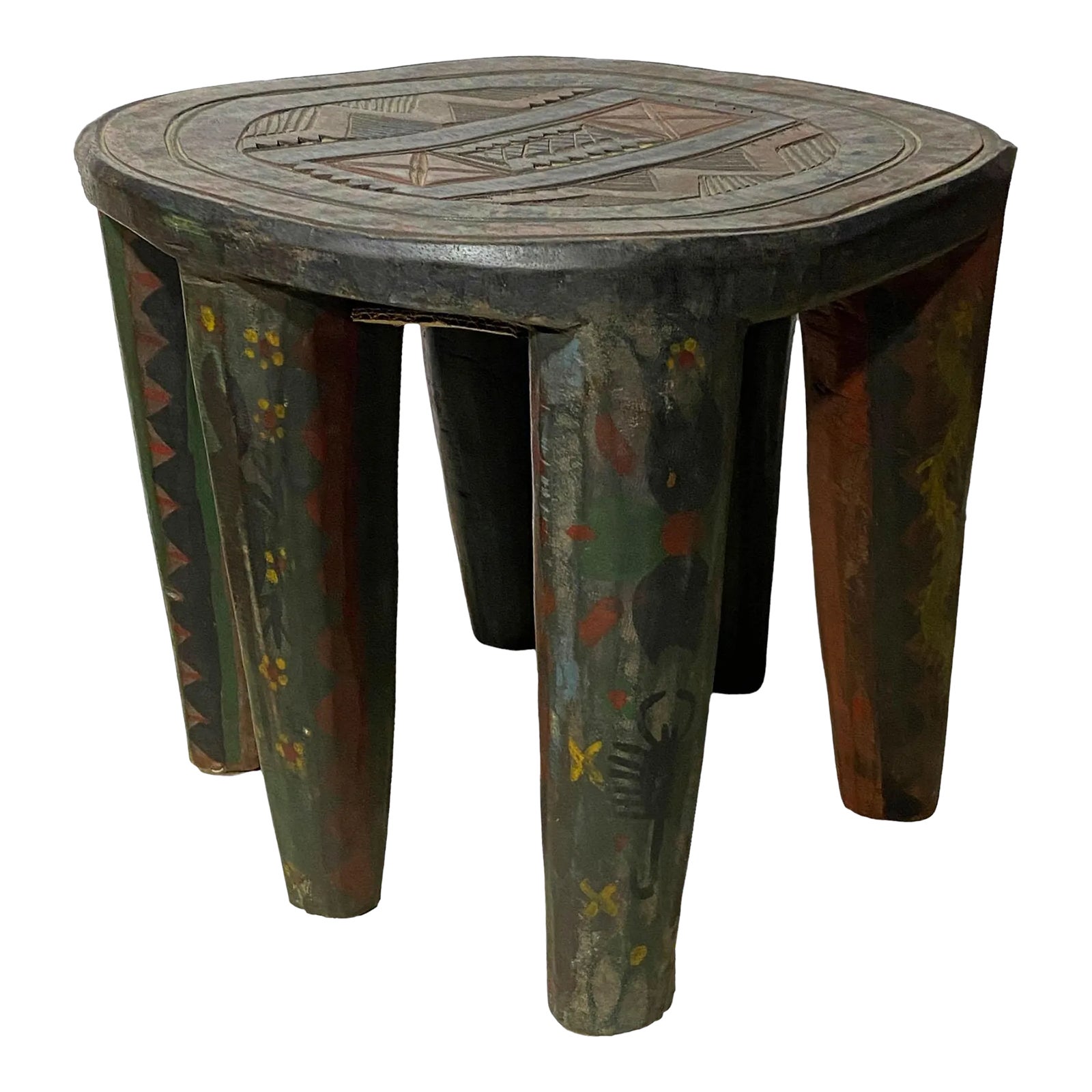 African Colorful Nupe Stool / Table Nigeria 18
