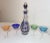 Boho Chic Vintage 5 Piece Cut to Clear Crystal Czech Bohemian Cut Glass Decanter Set Stems For Sale - Image 3 of 11