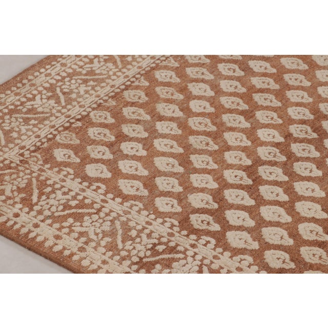 Traditional Rug & Kilim’s Modern Block Print Rug Design in Brown With Beige-Cream Motifs For Sale - Image 3 of 8