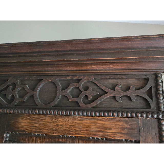 Mid 19th Century Antique Victorian Gothic Revival Armoire 19th Century, Handcarved Oak For Sale - Image 5 of 17