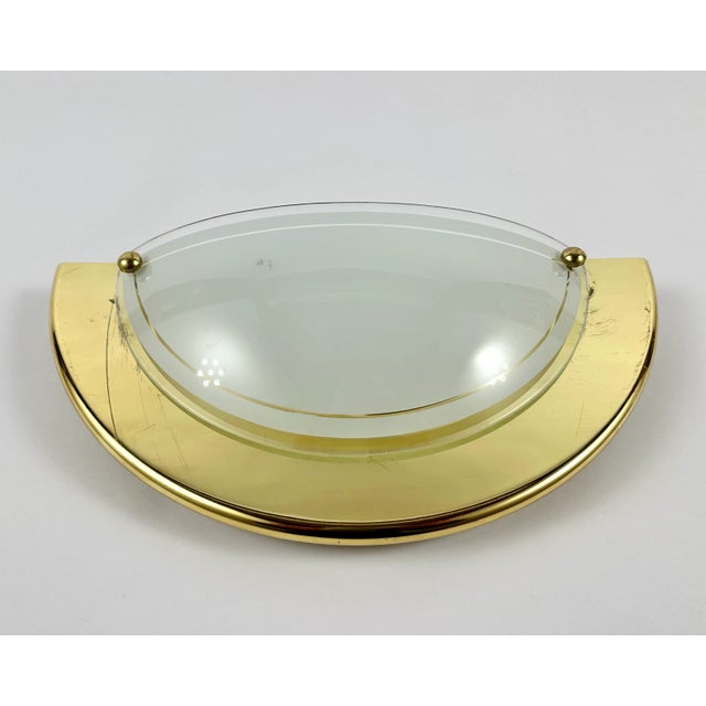 Metal Vintage Wall Lamp in Brass & Glass from Massive, Belgium, 1970s For Sale - Image 7 of 11