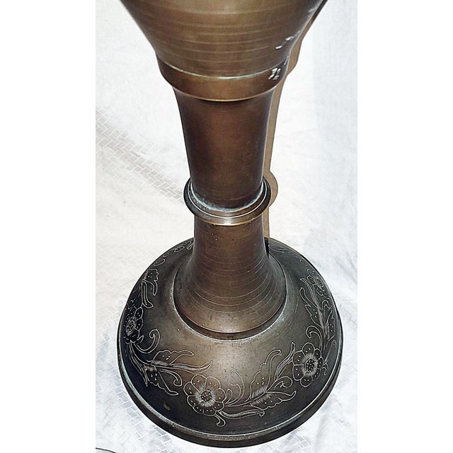 Metal 1960s Large Midcentury Kashmir Brass Vase For Sale - Image 7 of 8
